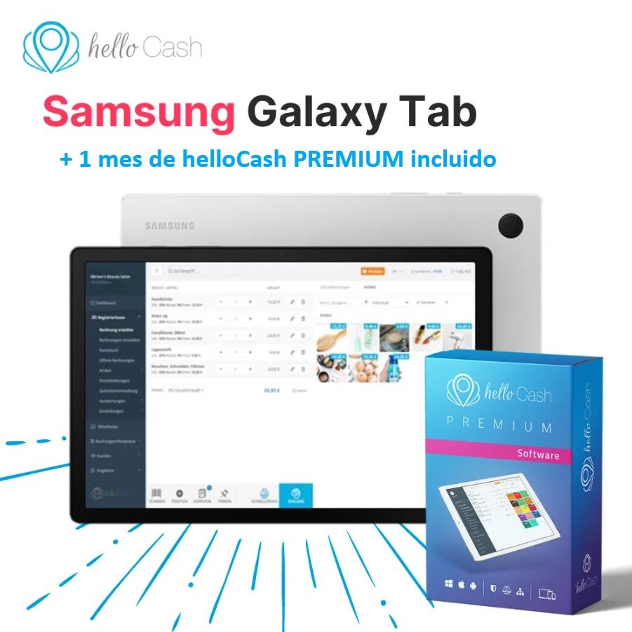 Kit TPV Móvil: Samsung Galaxy Tab A9+ con helloCash Premium (1 mes)