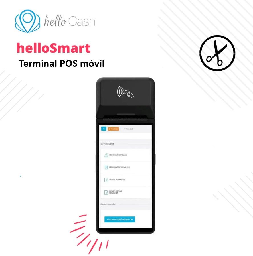 Terminal POS móvil helloSmart BELLEZA: TPV todo en uno para peluquerías y estética