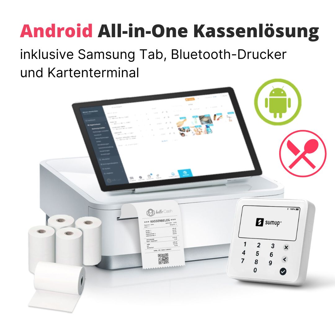 Android All-in-One Kassenlösung inkl. Samsung Tab, Drucker und Kartenterminal