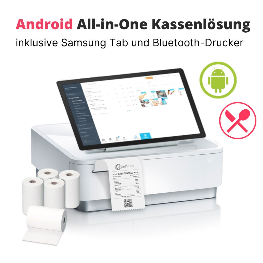 Android All-in-One Kassenlösung inkl. Samsung Tab, Drucker und Kartenterminal