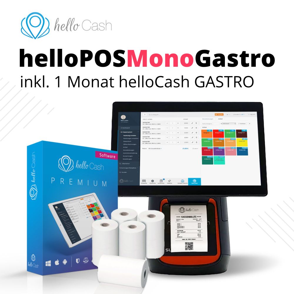 helloPOS Mono GASTRO inkl. helloCash Gastro für 1 Monat